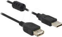 DELOCK 84884 - USB 2.0 Verl&auml;ngerungskabel A Stecker > A Buchse, 1,5 m, schwarz