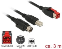 DELOCK 85489 - PoweredUSB Kabel Stecker 24V > USB B + Mini-DIN 3 Pin, 3 m