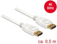 DELOCK 85507 - Delock Kabel DP 1.2 Stecker > DP Stecker 4k wei&szlig; 0,5 m
