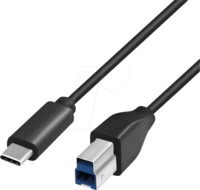 LOGILINK CU0163 - USB 5 Gb/s Kabel, C Stecker auf B Stecker, schwarz. 2,0 m