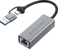 CON ABBY08G - Netzwerkkarte, USB-A / C, Gigabit Ethernet, 1x RJ45
