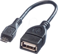 VALUE 11998311 - USB 2.0 Kabel, Micro-B St. auf A Bu., 15 cm