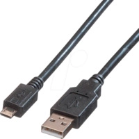 ROLINE 11028754 - USB 2.0 Kabel, A Stecker auf Micro B Stecker, 0,8 m