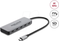 DELOCK 64371 - 10 Gb/s 4-Port USB-Hub, 4x C, 4K, 100 W
