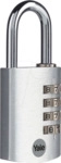 YE YE3CB381311S - Zahlenschloss, Aluminium, 4 Zahlenreihen, 38 mm