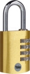 YE YE3CB381311GO - Zahlenschloss, Aluminium, 4 Zahlenreihen, 38 mm