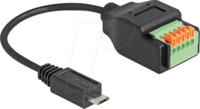 DELOCK 66251 - USB 2.0 Kabel Micro-B Stecker/Terminalblock mit Drucktaster 15 c