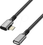 LOGILINK CUA0111 - USB 10 Gb/s Kabel, Stecker 90&deg; Typ C > Buchse, 1 m