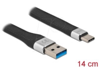 DELOCK 86938 - Sync- & Ladekabel, USB 3.0 A -> USB C, 14 cm, flach