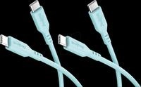 GOOBAY 81248 - Sync- & Ladekabel, USB-C, Silikon, 1,5 m, t&uuml;rkis, 2er Set