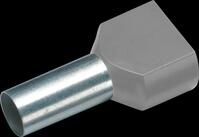 CIMCO 187703 - Twin-Aderendh&uuml;lse isoliert 2x0,75 mm&sup2;/8 mm, grau, 100er Pack