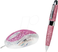 LOGILINK ID0124 - Maus (Mouse), mit Touch-Pen, Kabel, USB, wei&szlig;/pink