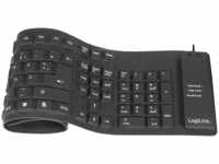 LOGILINK ID0019A - Tastatur, USB + PS/2, flexibel, schwarz