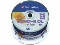 VERBATIM 97693 - DVD+R 8,5 GB Life Series, bedruckbar, 50er Pack Spindel