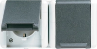JG 8220 W - Steckdose mit Klappdeckel, 2-fach, waagerecht