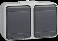 ELSO 445409 - Steckdose, 2-fach, 16A, IP44, AquaTop, Deckel, Steckklemme, grau