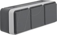 BERKER 47733515 - Steckdose 3fach waagerecht mit Klappdeckel AP, W.1, grau
