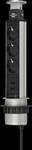 BRE 1396200013 - Tischsteckdose 3-fach, Tower Power, Versenkbar, 2 x USB, silber/