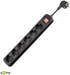 GOOBAY 51290 - Steckdosenleiste 6-fach mit Schalter, 1,5 m, Schwarz