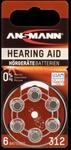 ANS 5013233 - H&ouml;rger&auml;tebatterie, Zink-Luft, 7,90x3,60 mm, Aid 312, 6er-Pack