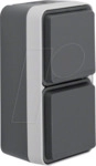 BERKER 47703525 - Steckdose 2fach senkrecht mit Klappdeckel AP, W.1, grau