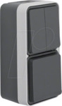BERKER 47903515 - Kombination Serienschalter/Steckdose mit Klappdeckel AP W.1 grau