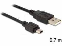 DELOCK 82396 - USB 2.0 Kabel, A Stecker auf Mini B Stecker, 0,7 m