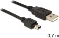 DELOCK 82396 - USB 2.0 Kabel, A Stecker auf Mini B Stecker, 0,7 m