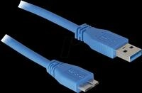 USB3 A-A-MIC1 BL - USB 5 Gb/s Kabel, A Stecker auf Micro B Stecker, 1 m