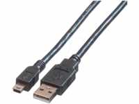 ROLINE 11028719 - USB 2.0 Kabel, A St auf Mini B St, 1,8 m