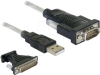 DELOCK 61308 - USB 2.0 Adapter, A Stecker auf Seriell 1x 9 Pin + 25 Pin FTDI
