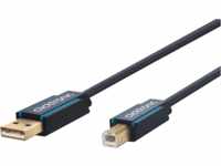 CLICK 70097 - USB 2.0 Kabel, A Stecker auf B Stecker, blau, 3,0 m