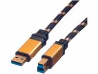 ROLINE 11028903 - USB 3.0 Kabel, A Stecker auf B Stecker, 3,0 m