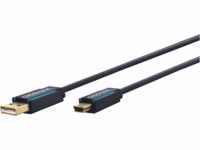 CLICK 70128 - USB 2.0 Kabel, A Stecker auf Mini B Stecker, blau, 3,0 m