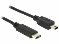 DELOCK 83603 - USB 2.0 Kabel, C Stecker auf Mini B Stecker, 1 m