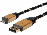 ROLINE 11888825 - USB 2.0 Kabel, A Stecker auf Micro B Stecker, 0,8 m
