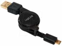 LOGILINK CU0090 - USB 2.0 Kabel, A Stecker auf Micro-B Stecker, ausziehbar, 0,75 m