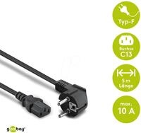 GOOBAY 51320 - Abgewinkeltes Kaltger&auml;te-Anschlusskabel, 5 m, Schwarz