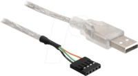 DELOCK 83078 - USB 2.0 Kabel, Pfostenbuchse auf USB A Stecker, 0,70 m