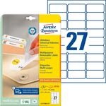 AVZ L4737REV-25 - Abl&ouml;sbare Universaletiketten, 63,5 x 26,9 mm, wei&szlig;