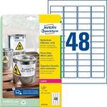 AVZ L4778-20 - Folien-Etiketten, wasserfest, 45,7 x 21,2 mm, 960 St&uuml;ck, wei&szlig;