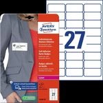 AVZ L4784-20 - Namens-Etiketten, Acetatseide, 63,5 x 29,6 mm, 540 St&uuml;ck, wei&szlig;