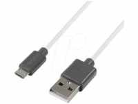 LOGILINK CU0063 - USB 2.0 Kabel, A Stecker auf Micro-B Stecker, weiß/schwarz, 1,8