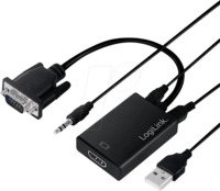 LOGILINK CV0060 - HDMI A auf VGA, + USB-A + 3,5 mm Klinke, 1080p, 15 cm