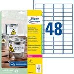 AVZ L4778-8 - Folien-Etiketten, wasserfest, 45,7 x 21,2 mm, 384 St&uuml;ck, wei&szlig;