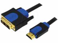 LOGILINK CHB3103 - HDMI/DVI Kabel, bidirektional, 1080p, schw/blau, 3 m