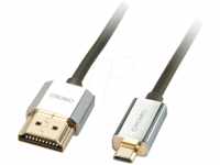 LINDY 41681 - HDMI Kabel - Chromo Line, HDMI A/D, Slim, 4K60Hz, 1 m