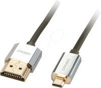 LINDY 41680 - HDMI Kabel - Chromo Line, HDMI A/D, Slim, 4K60Hz, 0,5 m
