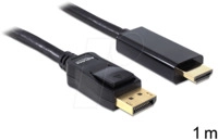 DELOCK 82586 - DisplayPort 1.1 Stecker auf HDMI A Stecker, 1 m, schwarz