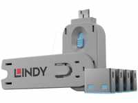 LINDY 40452 - USB-A-Port Schloss (1x Schlüssel, 4x Schlösser), blau
